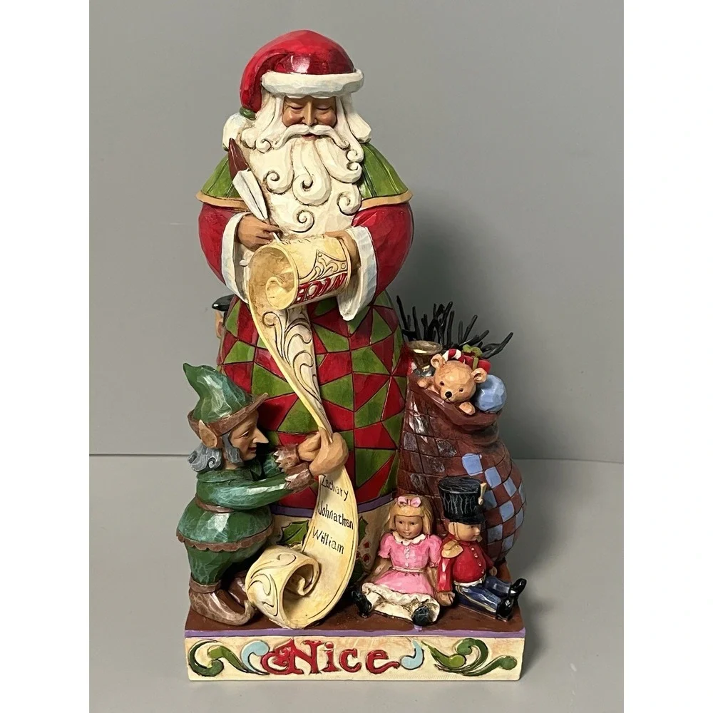 Jim Shore -Checking It Twice- 2 Sided Figurine Naughty Nice Santa Christmas 10